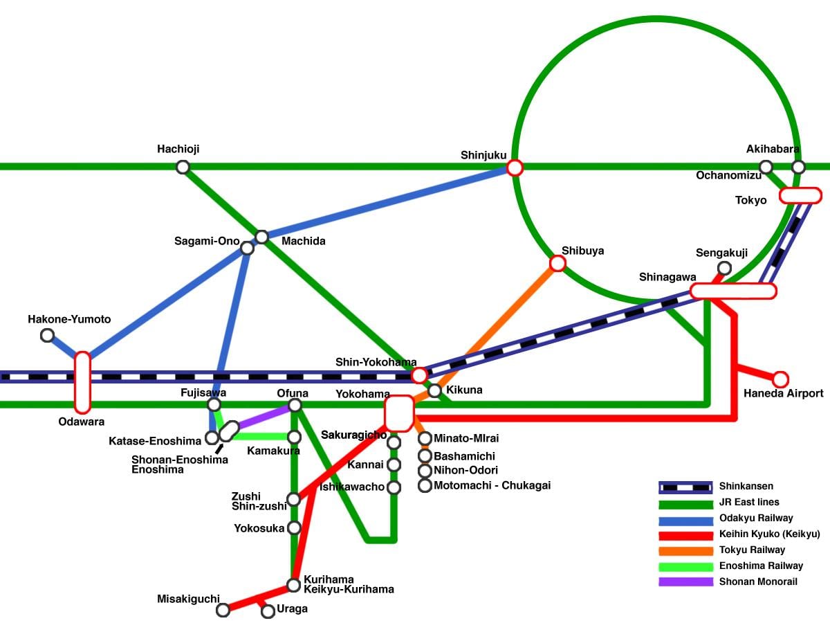 Yokohama line kaart