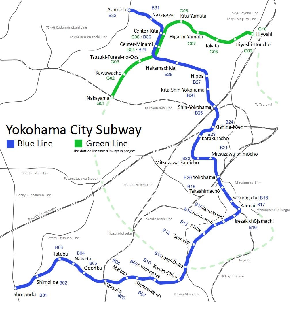 Yokohama metro kaart