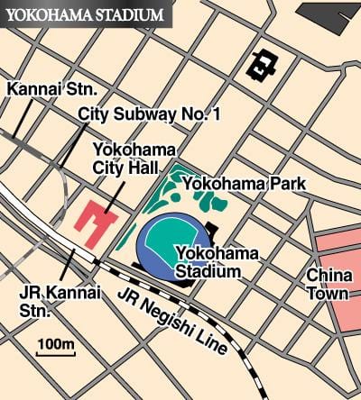 Kaart van Yokohama-stadion