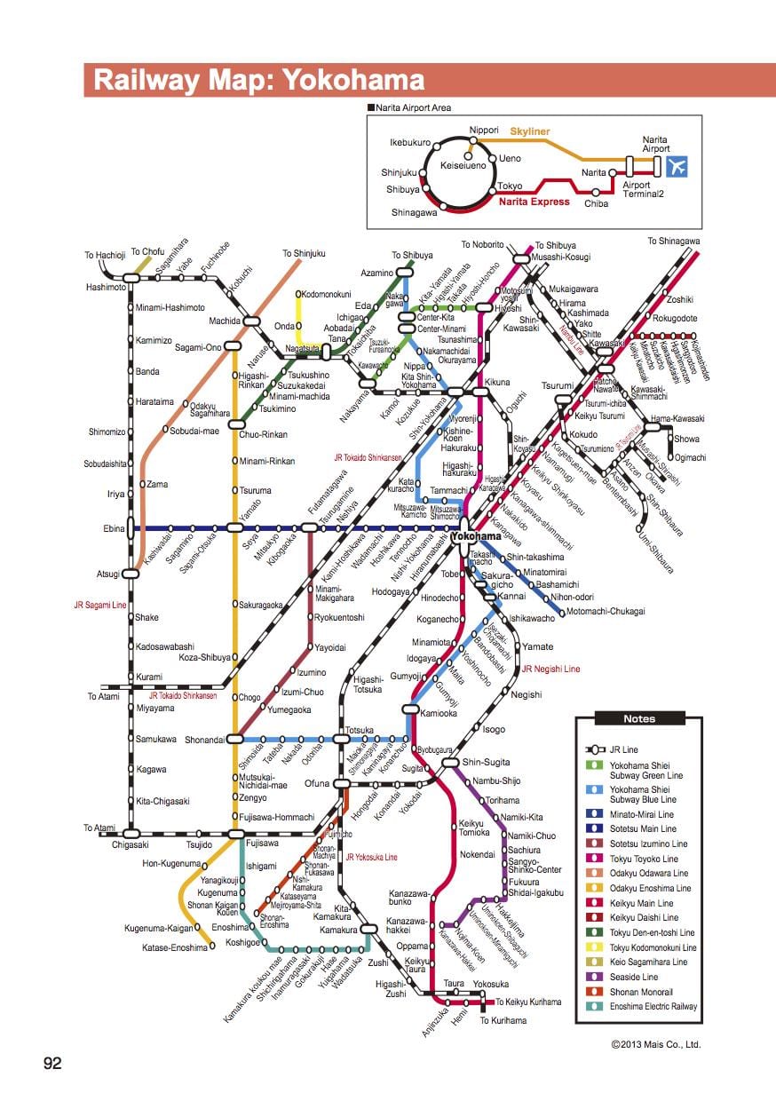 Tokio-Yokohama trein kaart